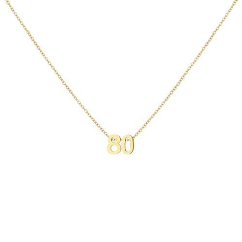 6870 18K Gold Plated Number 80 Necklace Dainty Pendant Chain Necklace